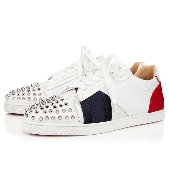 Christian Louboutin Elastikid Spikes Donna Flat Lace Up Tie Low Top Sneaker 40.5 - Picture 1 of 9
